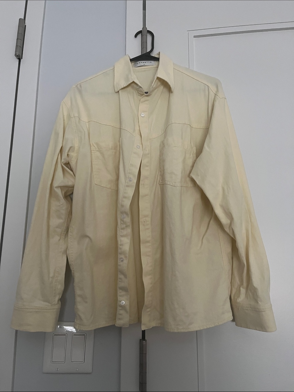 Casual butter yellow Button-Front Blouse